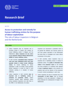 Access to protection and remedy for human trafficking victims for the purpose of labour exploitation: the role of labour inspectors in Belgium and the Netherlands