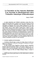 La formation et les mesures destinées à en favoriser le développement dans l'industrie mécanique tchécoslovaque