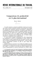 Comparaison de productivité sur le plan international