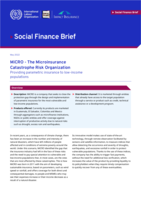 MiCRO - The Microinsurance Catastrophe Risk Organization: providing parametric insurance to low-income populations
