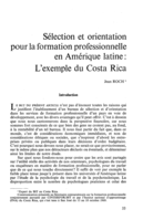 Sélection et orientation pour la formation professionnelle en Amérique latine: l'exemple du Costa Rica