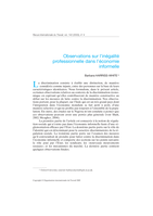 Observations sur l'inégalité professionnelle dans l'économie informelle