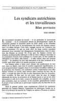Les syndicats autrichiens et les travailleuses: bilan provisoire