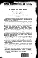 A propos des Huit Heures: pour «faire le point »