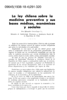 La ley chilena sobre la medicina preventiva y sus bases médicas, ecónomicas y sociales