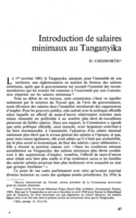 Introduction de salaires minimaux au Tanganyika