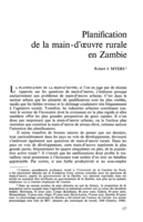 Planification de la main-d'oeuvre rurale en Zambie