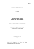 Migration of health workers: country case study Philippines