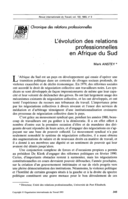 L'évolution des relations professionnelles en Afrique du Sud