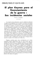 En plan Keynes para el financiamiento de la guerra: sus incidencias sociales