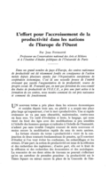 L'effort pour l'accroissement de la productivité dans les nations de l'Europe de l'Ouest