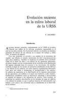 Evolución reciente en la esfera laboral de la USSR