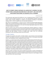 Joint statement urging continued collaboration to address the crew change crisis, safeguard seafarer health and safety, and avoid supply chain disruptions during the ongoing COVID-19 pandemic