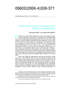 The Swedish model in turbulent times: decline or renaissance?