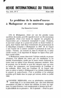 Le problème de la main-d'œuvre à Madagascar et ses nouveaux aspects