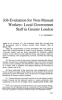 Job evaluation for non-manual workers: local government staff in Greater London