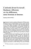 L'attitude devant le travail: quelques réflexions sur les différences entre hommes et femmes