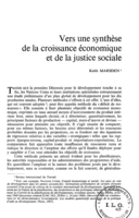 Vers une synthèse de la croissance économique et de la justice sociale