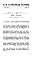 La stabilisation des gains des dockers: I