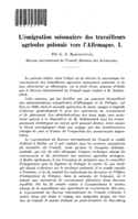 L'émigration saisonnière des travailleurs agricoles polonais vers l'Allemagne: I