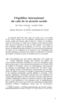 L'équilibre international du coût de la sécurité sociale