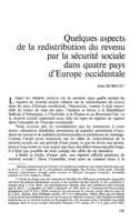Quelques aspects de la redistribution du revenu par la sécurité sociale dans les quatre pays d'Europe occidentale