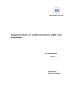 Equipment finance for small contractors in public work programmes: ILO position paper