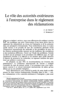 Le rôle des autorités extérieures à l'entreprise dans le règlement des réclamations