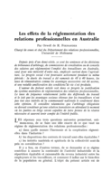 Les effets de la réglementation des relations professionnelles en Australie