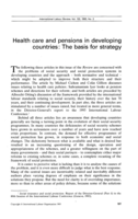 Health care and pensions in developing countries: the basis for strategy