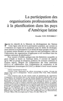 La participation des organisations professionnelles à la planification dans les pays d'Amérique latine