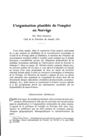 L'organisation planifiée de l'emploi en Norvège
