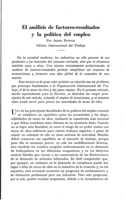 El análisis de factores-resultados y la política del empleo