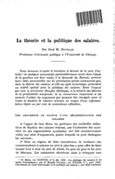 La théorie et la politique des salaires