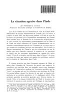 La situation agraire dans l'Inde