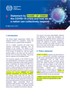 Statement by [NAME OF EMBO] the COVID-19 crisis and how we as a nation can collectively respond