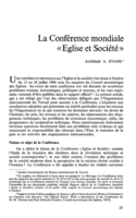 La Conférence mondiale «Eglise et Société»