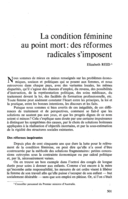 La condition féminine au point mort: des réformes radicales s'imposent