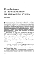 Caractéristiques de l'assurance-maladie dans les pays socialistes d'Europe