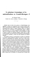 Le planisme économique et les nationalisations en Grande-Bretagne: I
