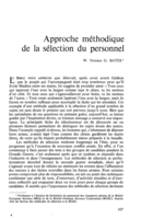 Approche methodique de la selection du personnel