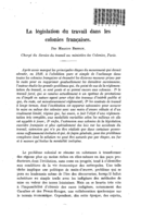 La législation du travail dans les colonies françaises