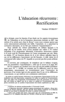 L'éducation récurrente: rectification