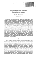 La politique des salaires aujourd'hui et demain