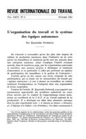 L'organisation du travail et le système des équipes autonomes