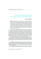 Economie informelle, insécurité et cohésion sociale en Amérique latine