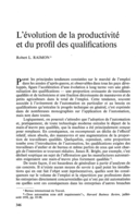 L'évolution de la productivité et du profil des qualifications