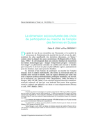 La dimension socio-culturelle des choix de participation au marché de l'emploi des femmes en Suisse