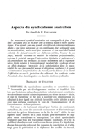 Aspects du syndicalisme Australien