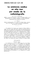 La asistencia médica en alta mar por medio de la radiotelegrafía